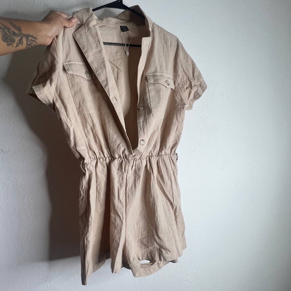 TAN COTTON ROMPER